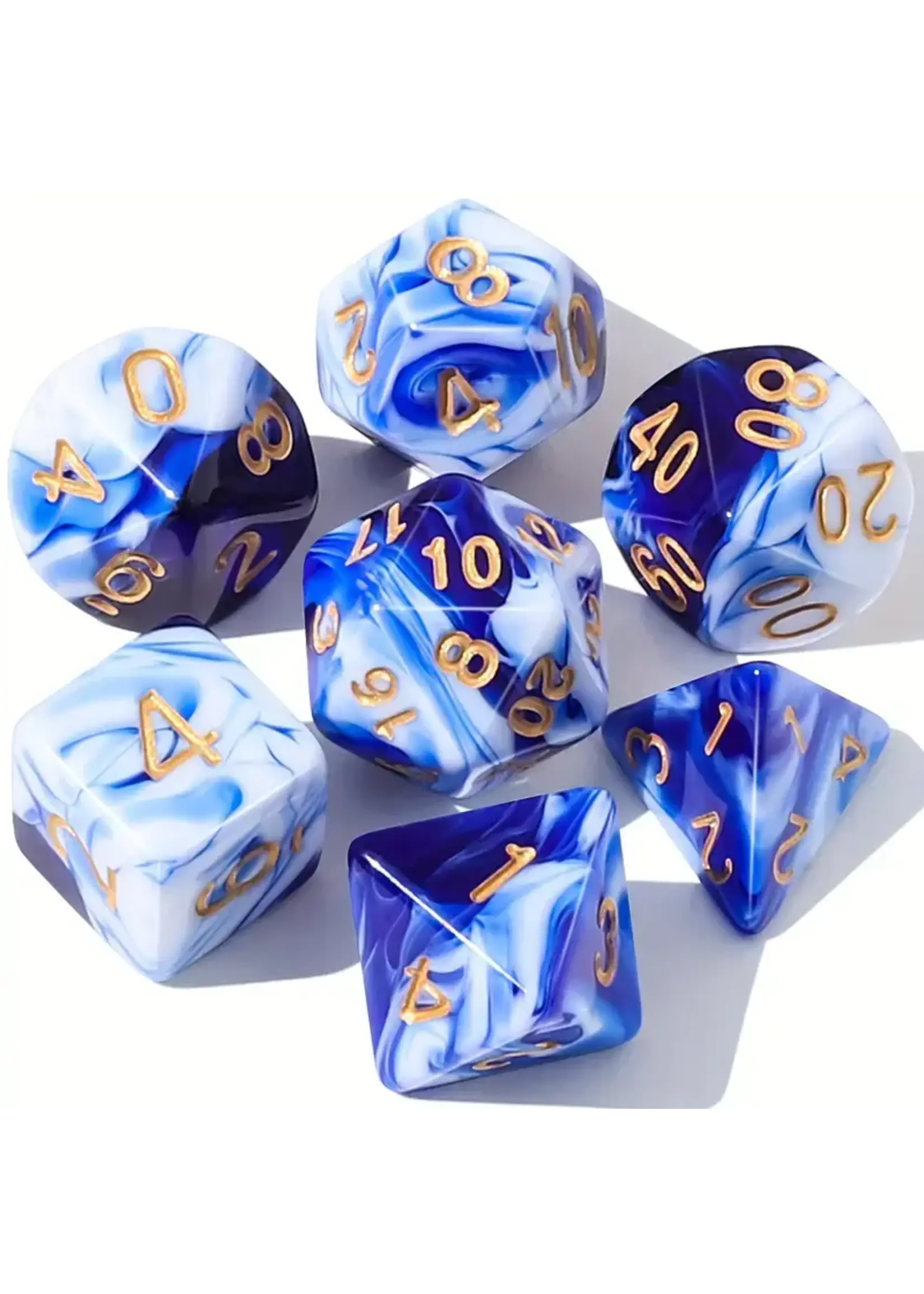 Dice RPG FD390197 7pc Dark Blue White Gold