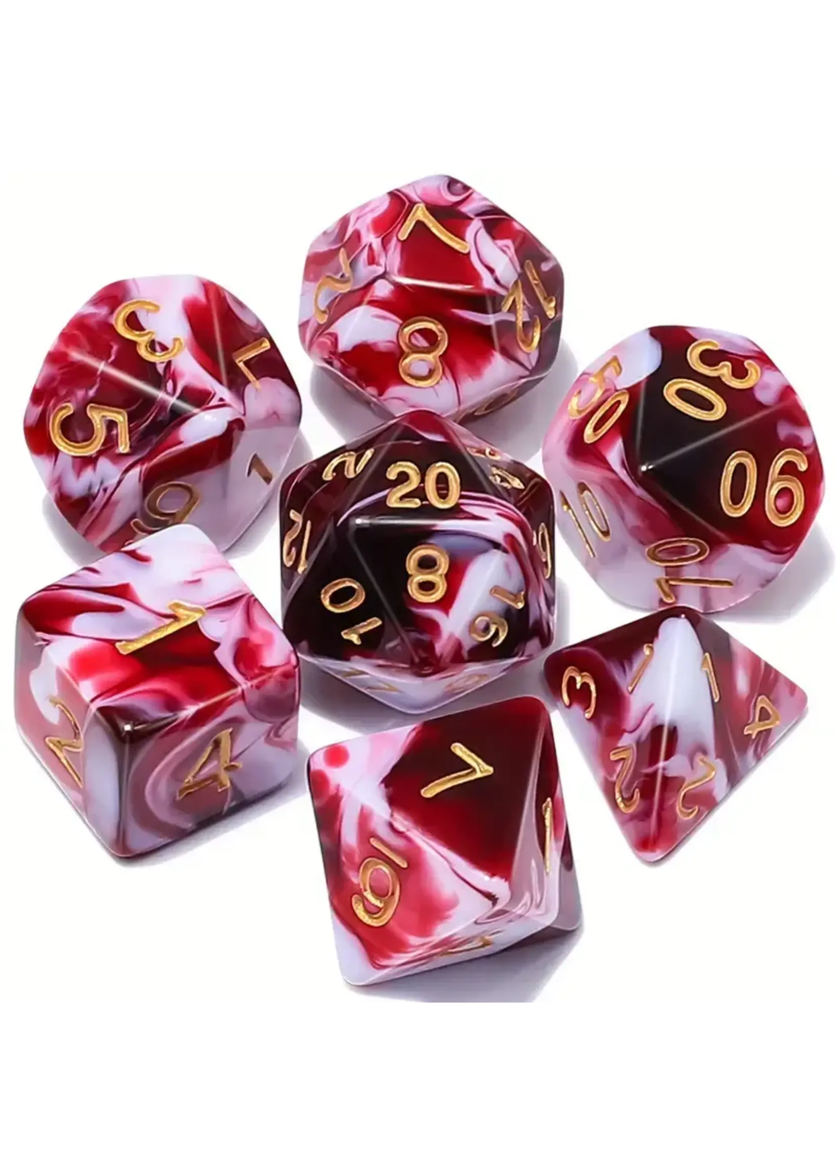 Dice RPG FD390197 7pc Red White Gold
