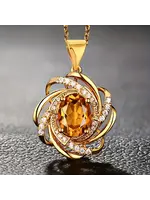 ***Necklace Spiral Flower Pendant Golden Yellow