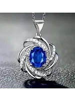 ***zNecklace Spiral Flower Pendant Silver