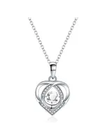 ***Necklace Heart Pendant White Rhinestone