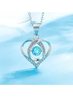 ***zNecklace Heart Pendant Blue Rhinestone