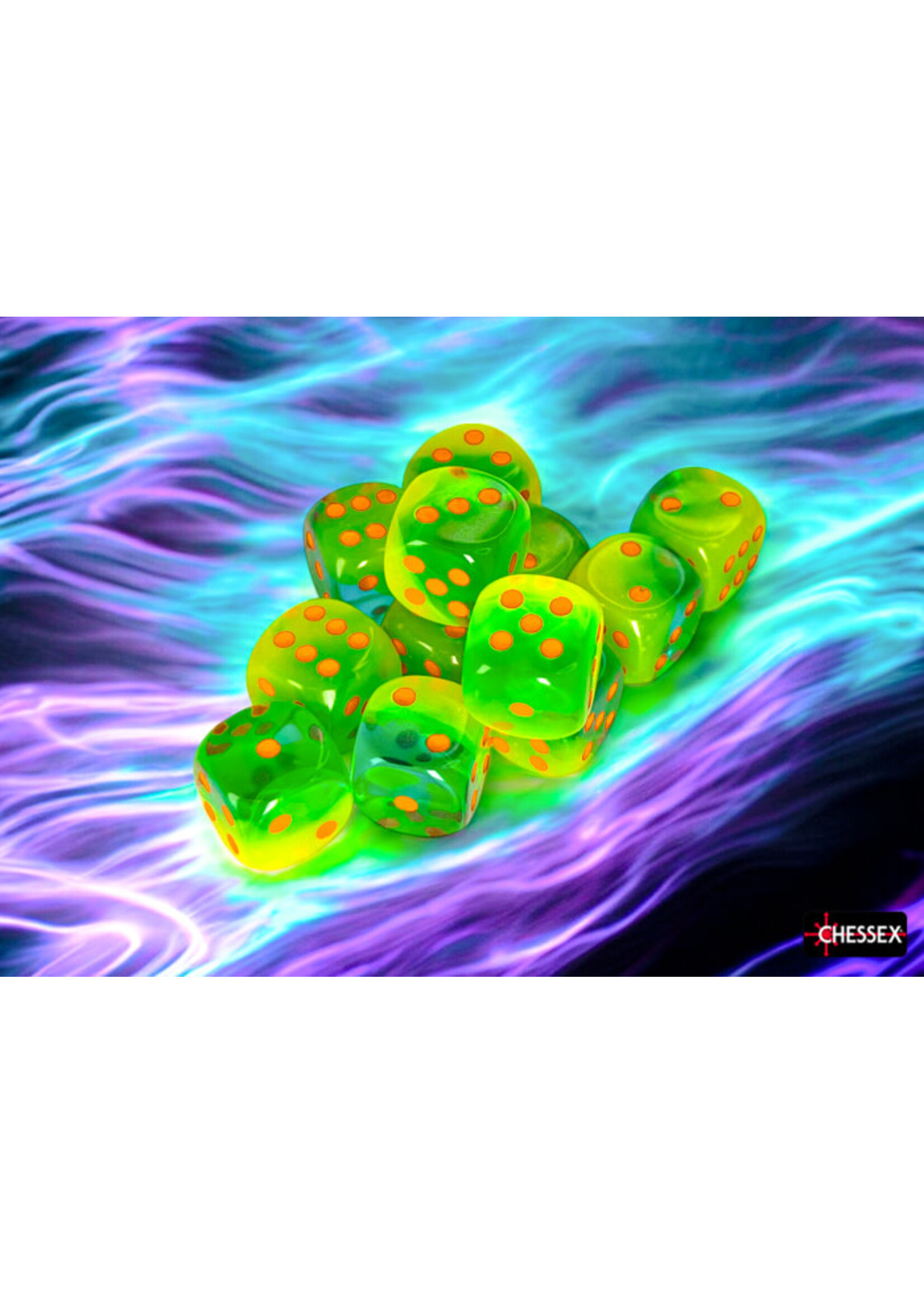 Chessex Dice 16mm 26670 12pc Plasma Green Teal Orange Luminary