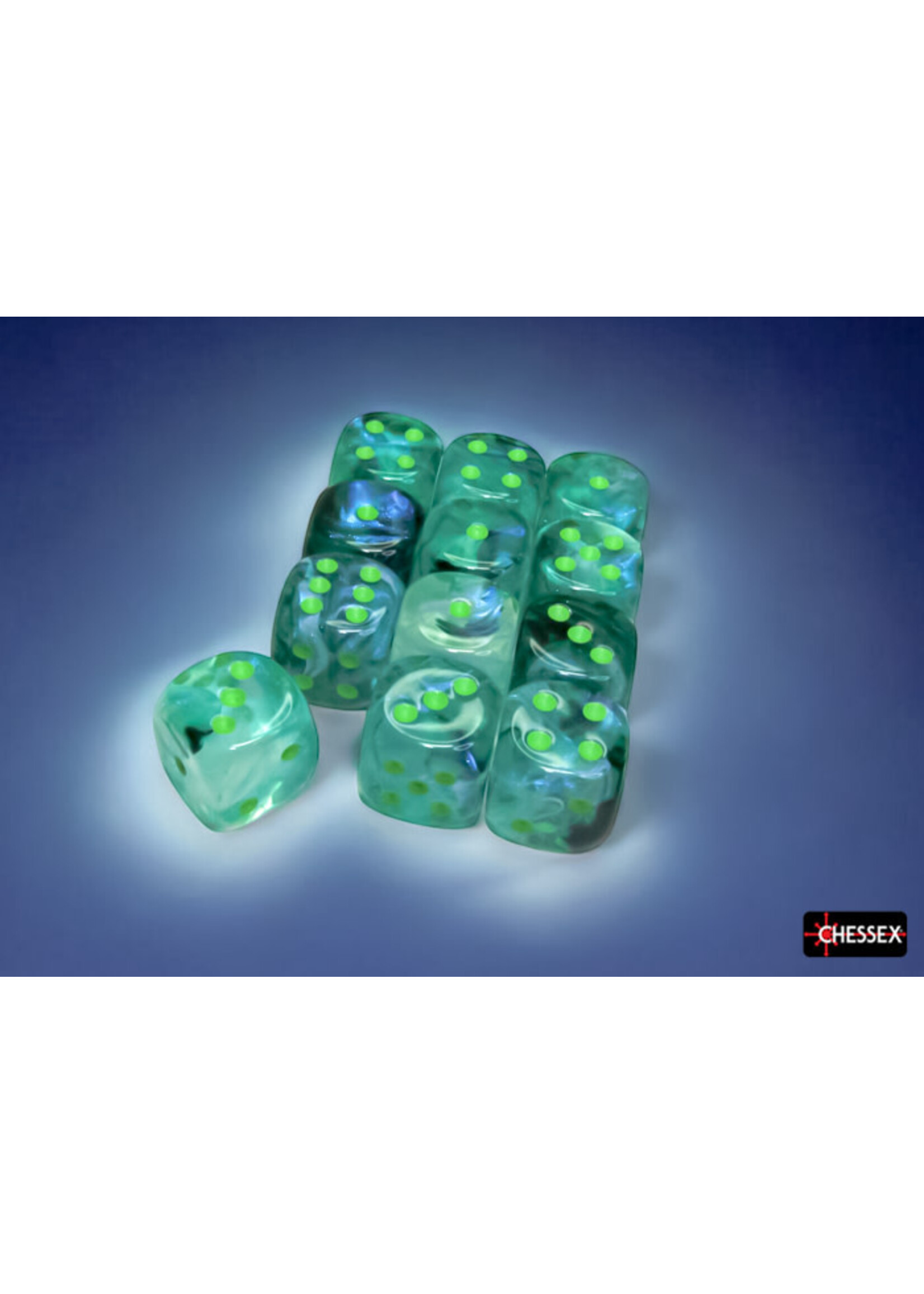 Chessex Dice 16mm 27795 12pc Kelp Light Green Luminary