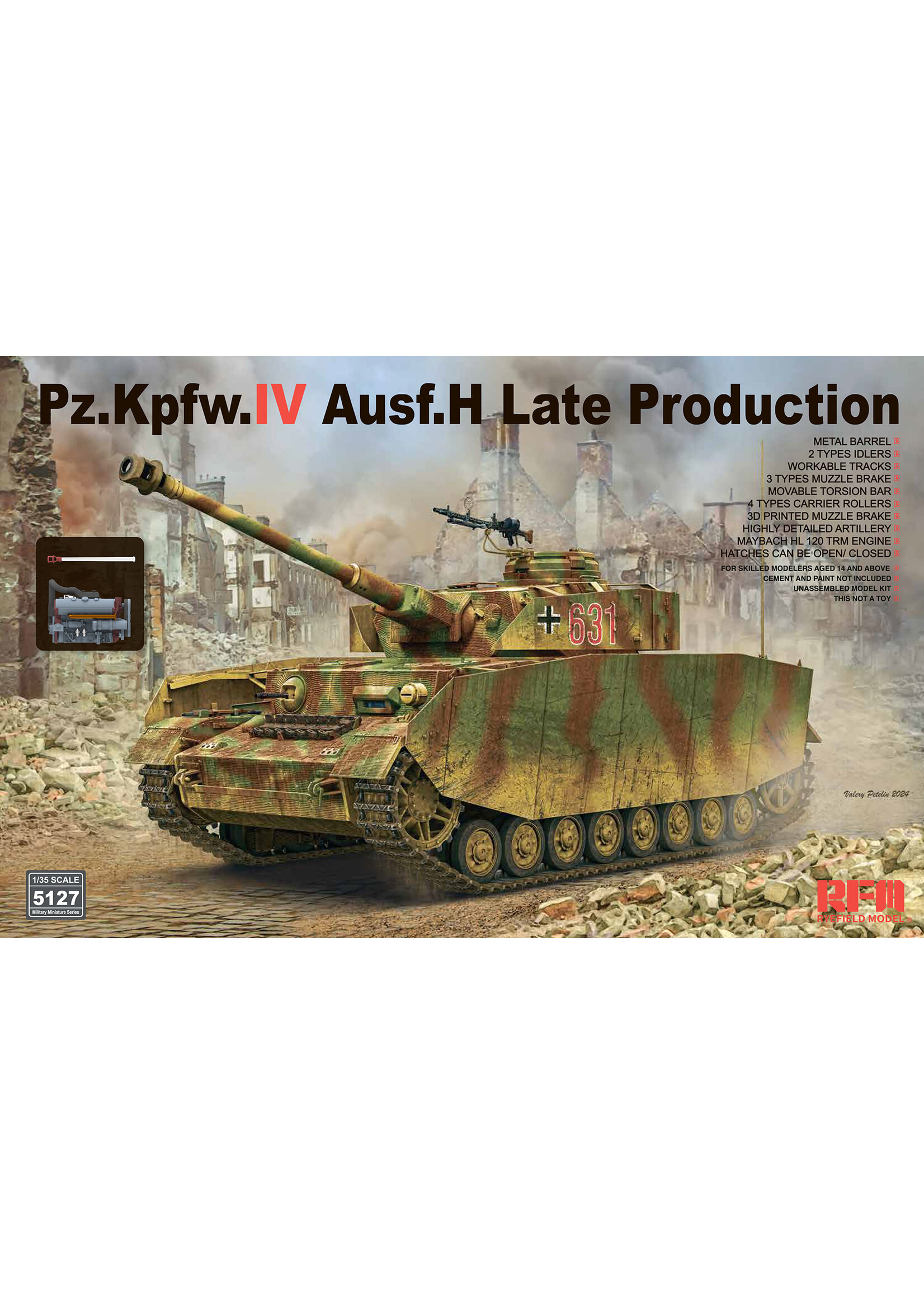 Rye Field Model RFMRM5127 Pz.Kpfw.IV Ausf.H Late Production with Working Tracks (1/35)