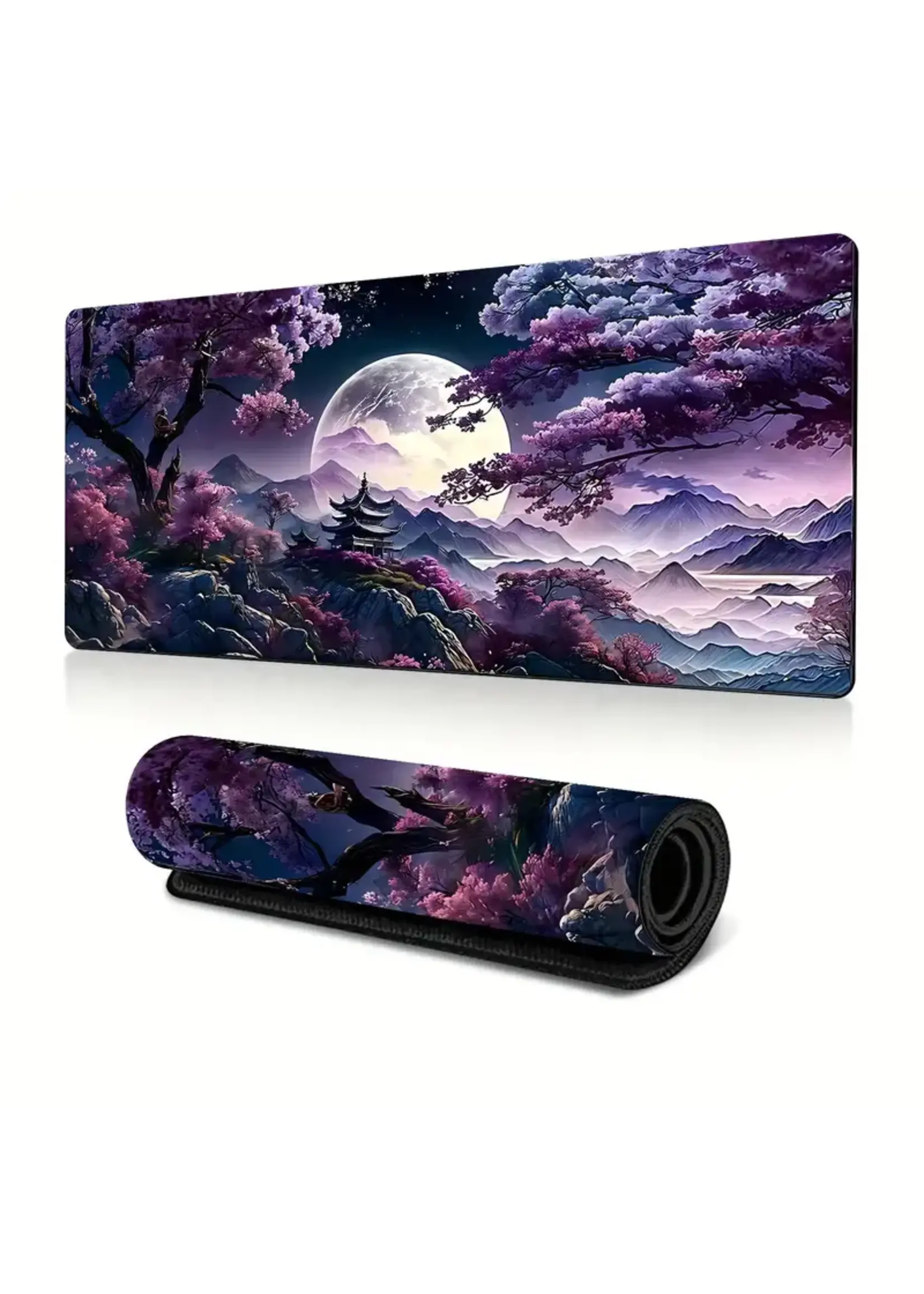 Mouse Pad 12x32 Inch Cherry Blossom Landscape