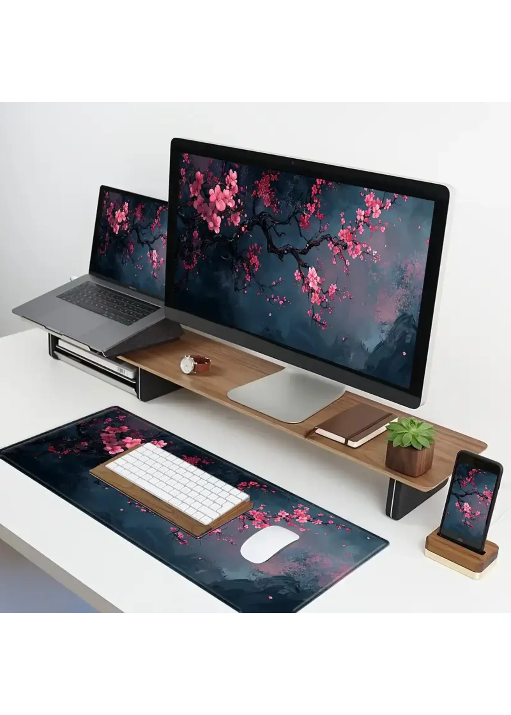 Mouse Pad 12x32 Inch Cherry Blossom