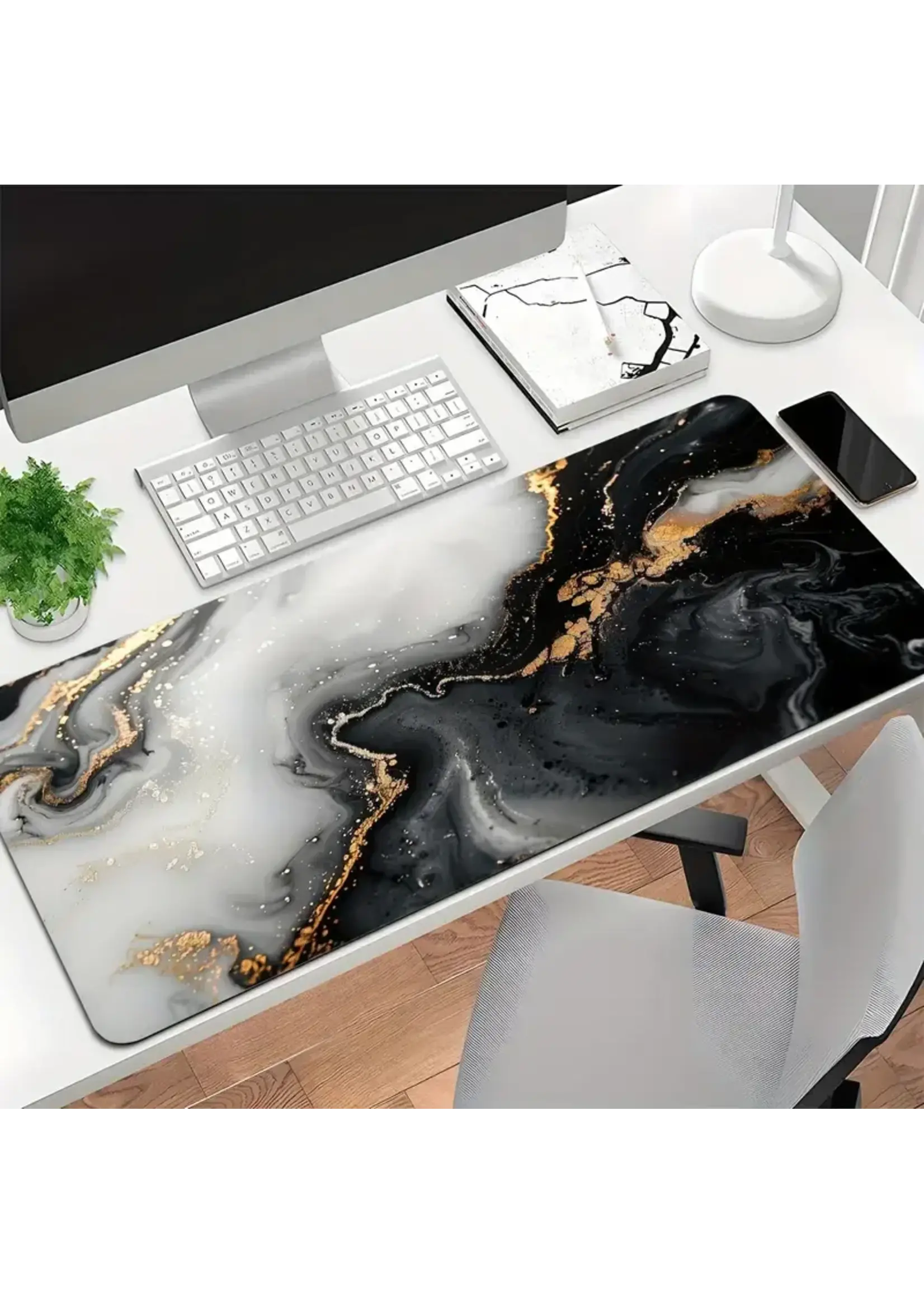 Mouse Pad 23.6x11.8 Inch Golden Marble