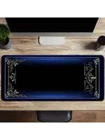 Mouse Pad 12x24 Inch Blue with Gold Frame