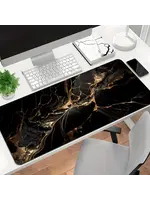 Mouse Pad 12x24 Inch Black and Gold Marble