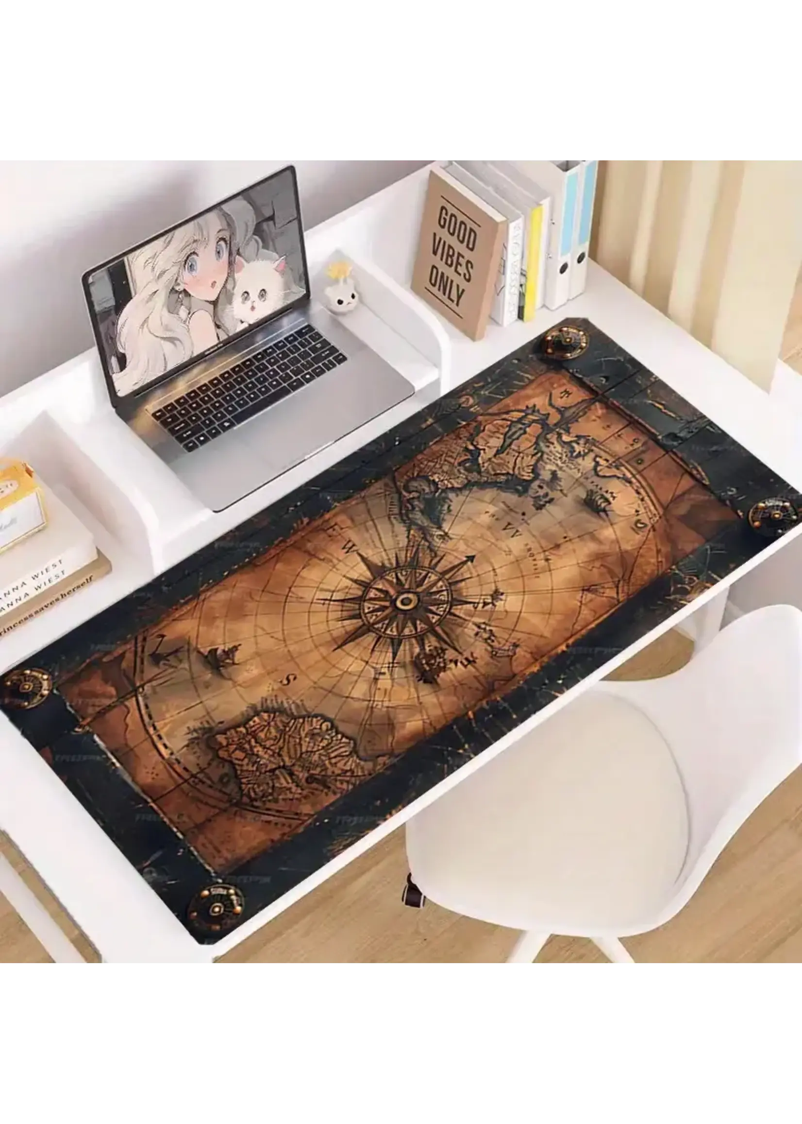 Mouse Pad 11x23 Inches Vintage Nautical Map