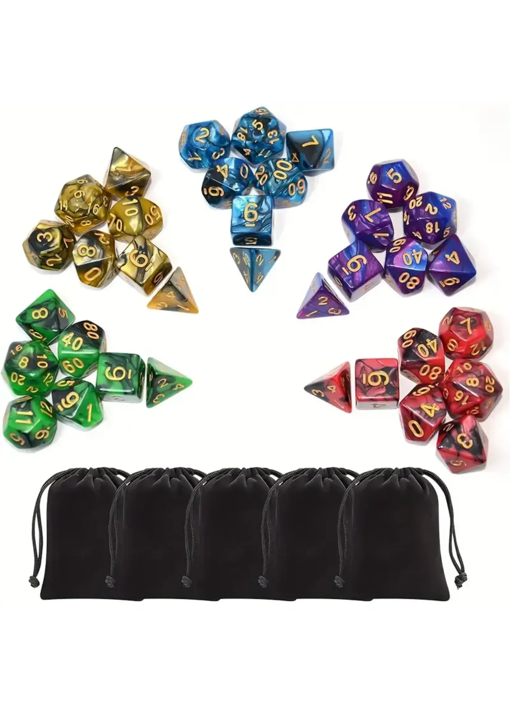 Dice RPG 7pc Two Color Assorted with Dice Bag