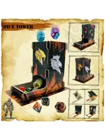 Dice Tower Cardboard with Dragon Head Stickers