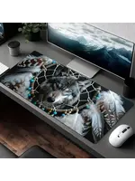 Mouse Pad 12x24 Inch Dreamcatcher Wolf