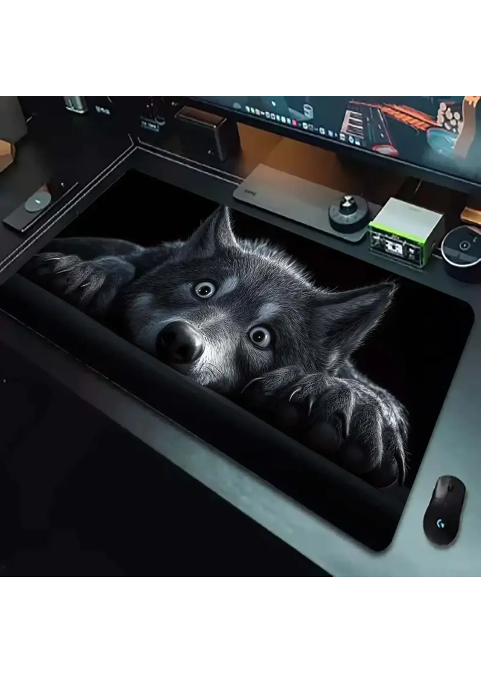 Mouse Pad 23.6x11.8 Inch 3D Wolf
