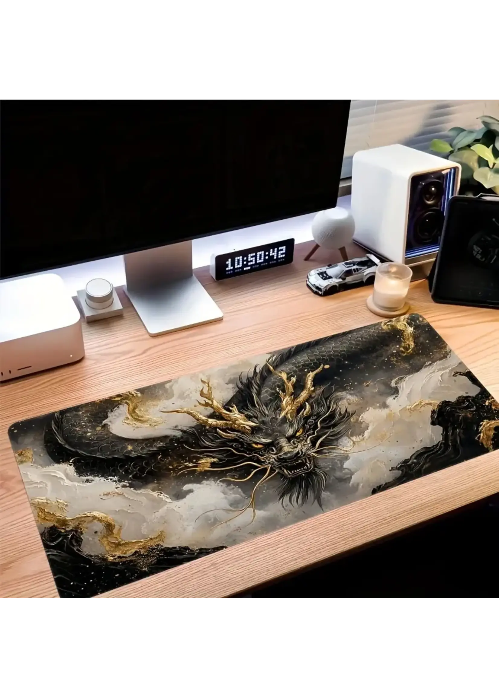 Mouse Pad 24x12 Inch Black Dragon
