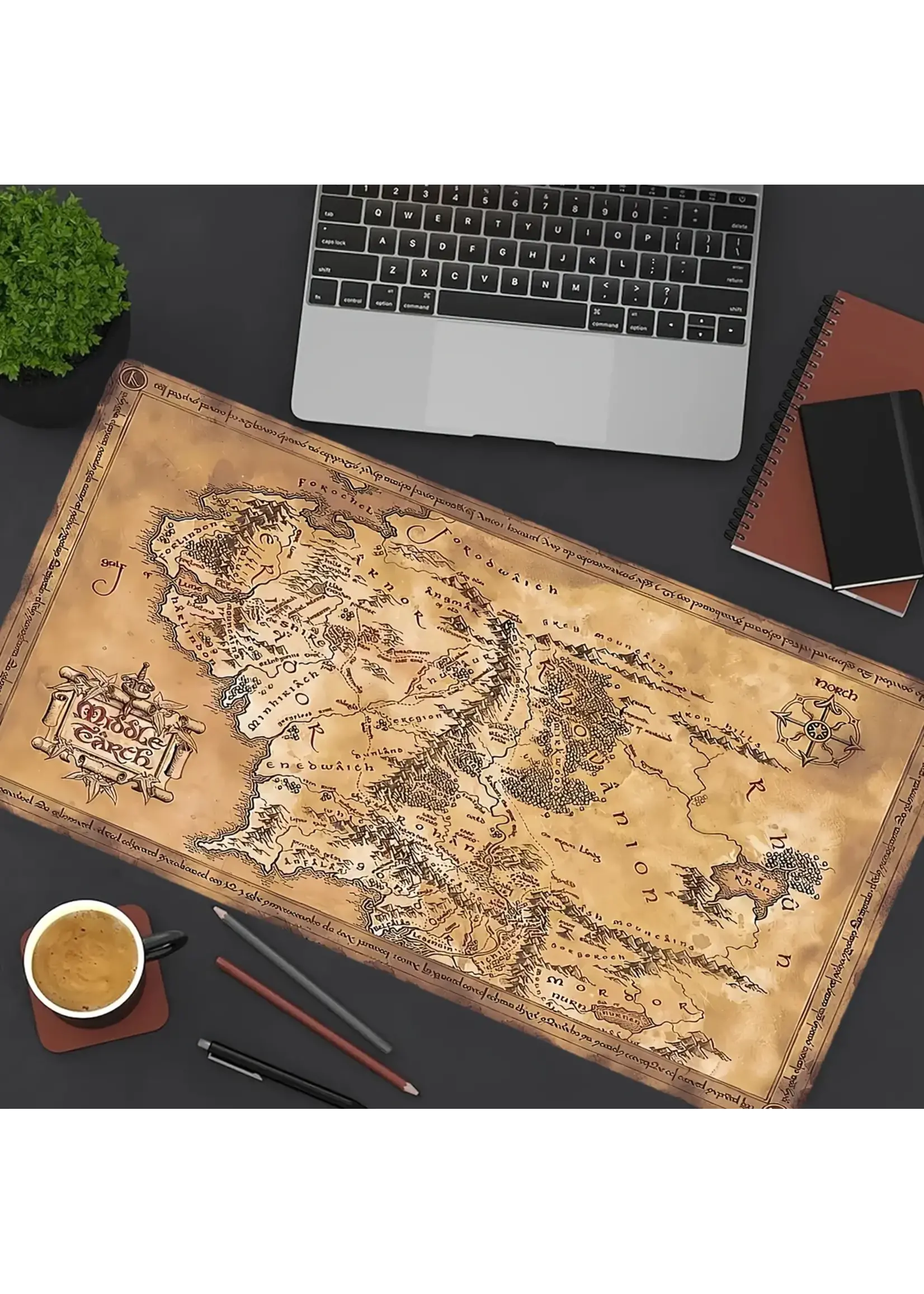 Mouse Pad 24x12 Inch Middle Earth Map