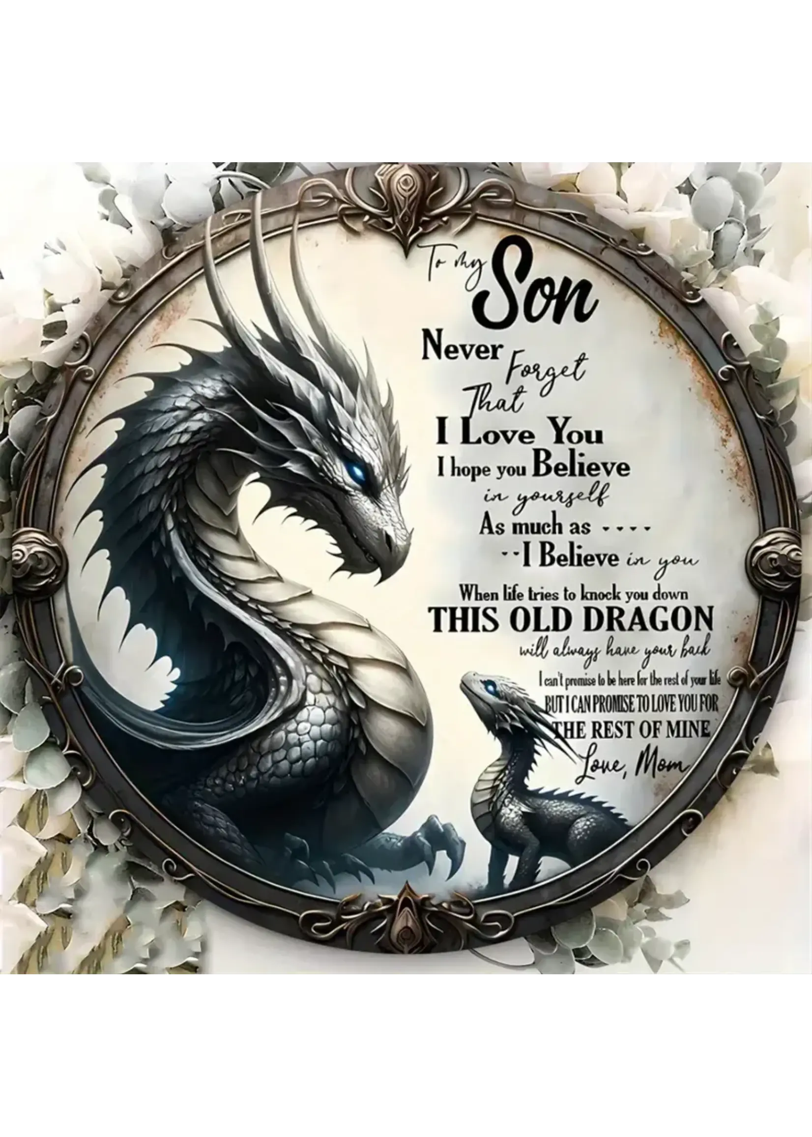 Metal Wall Sign 8x8 Inch Inspirational Dragon
