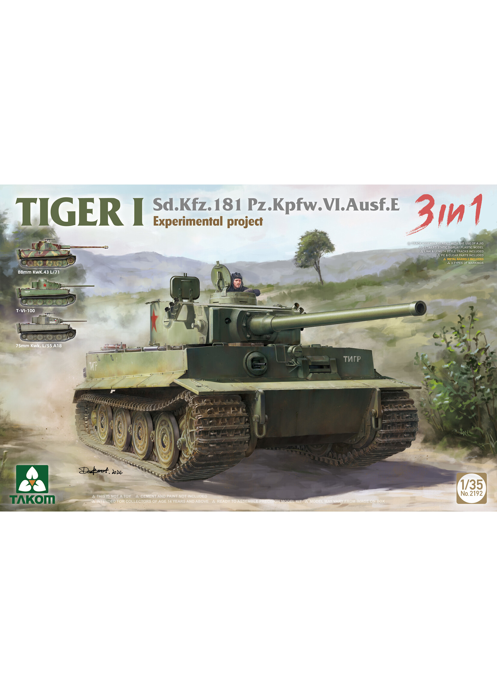 Takom TAK2192 Tiger I Sd.Kfz.181 Pz.Kpfw.VI.Ausf.E Experimental (1/35)