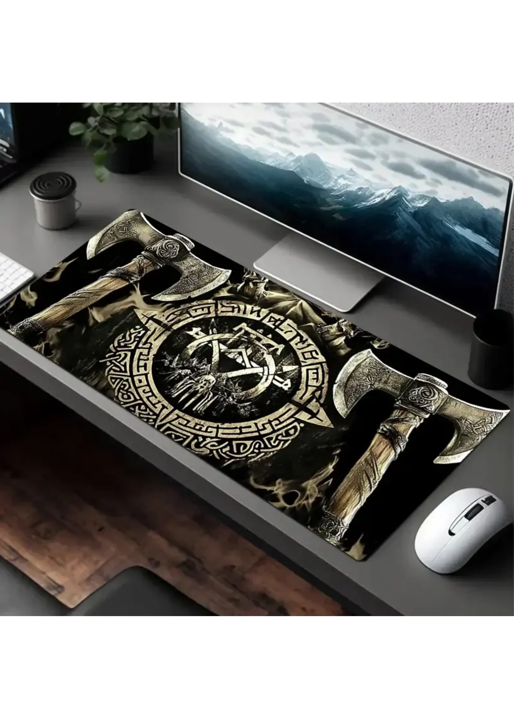 Mouse Pad 12x24 inch Viking Rune & Axes