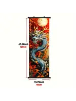 Hanging Wall Banner 15x47 Inch Vibrant Dragon and Maple Leaves