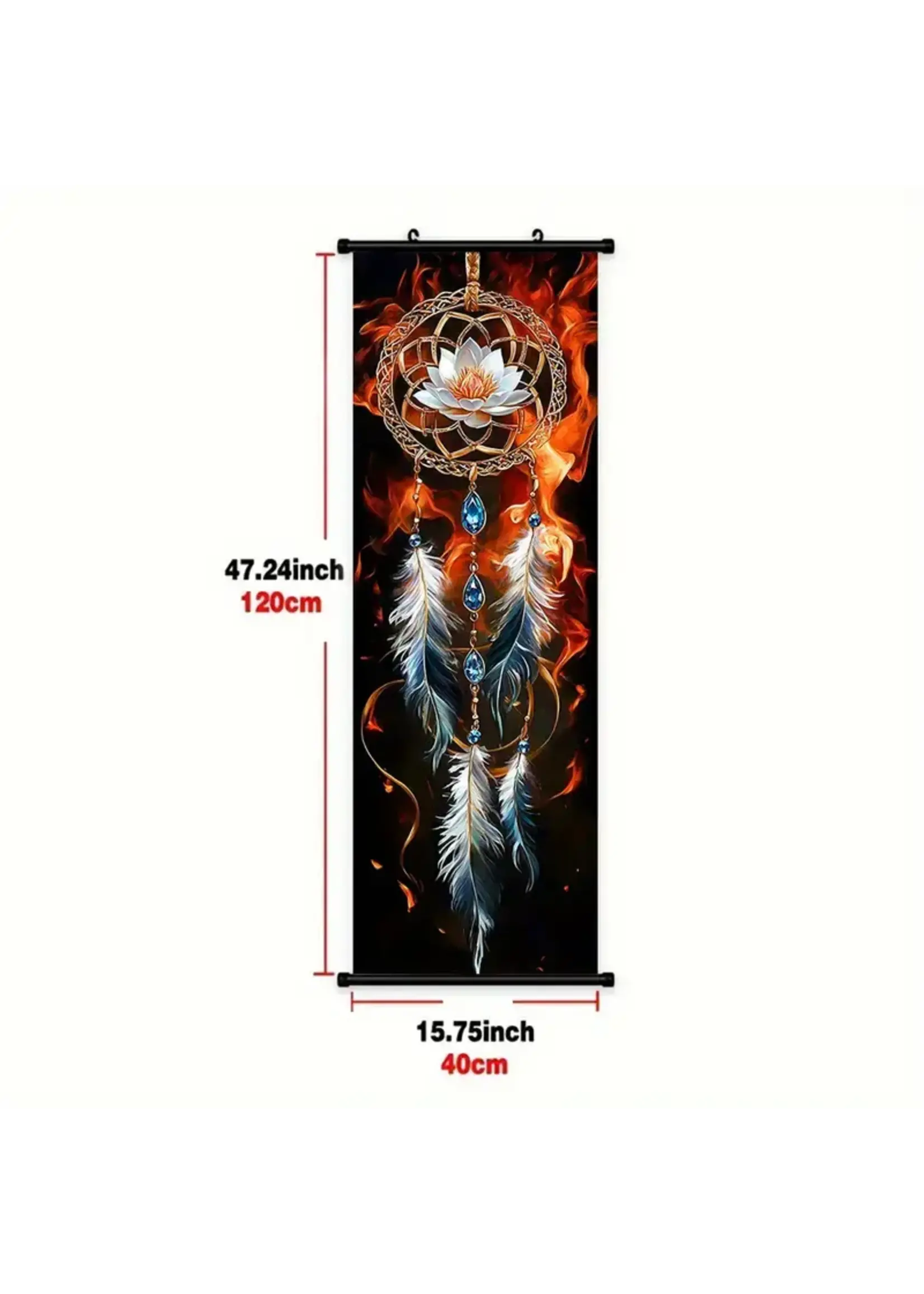 Hanging Wall Banner 15x47 Flower and Flames Dreamcatcher