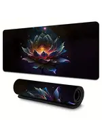 Mouse Pad 12x32 Inch Black Lotus Flower