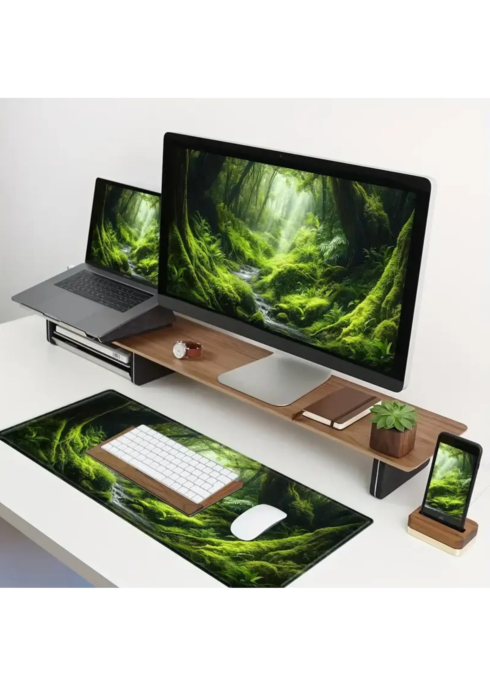 Mouse Pad 12x32 Inch Green Forest