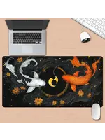 Mouse Pad 12x24 Inch Koi Fish & Floral Design