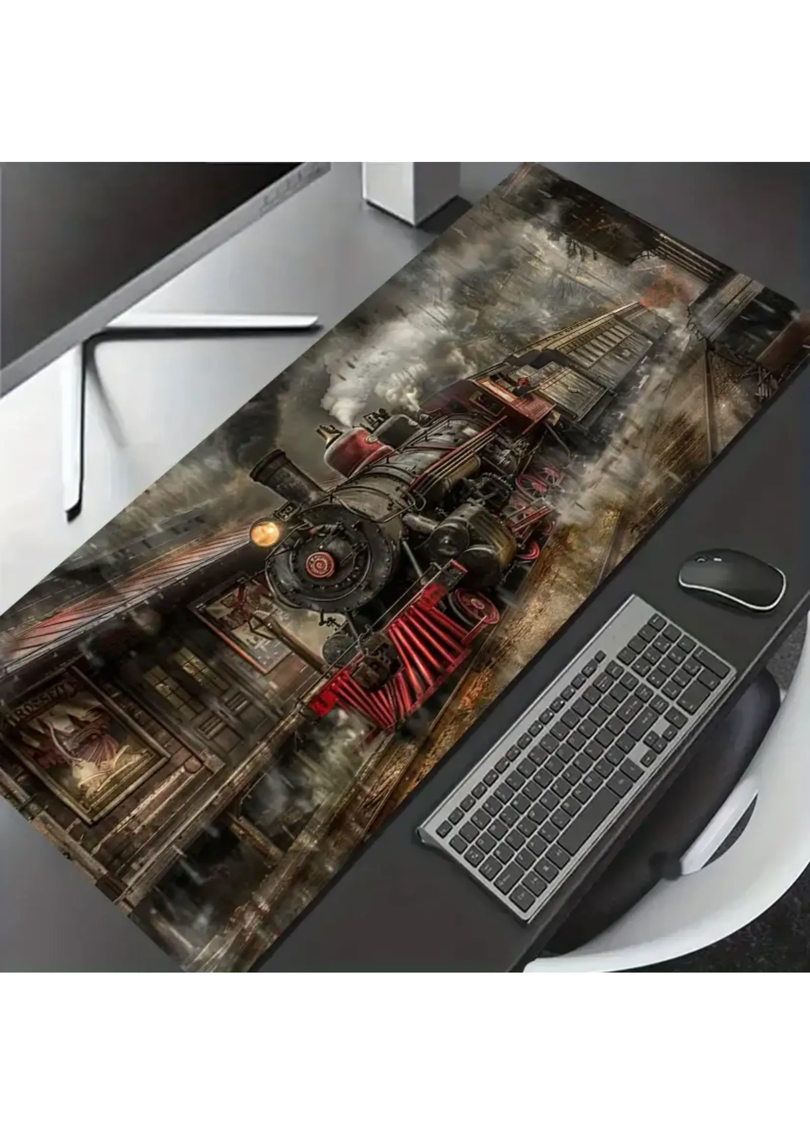 Mouse Pad 12x24 Inch Vintage Steam Locomotive