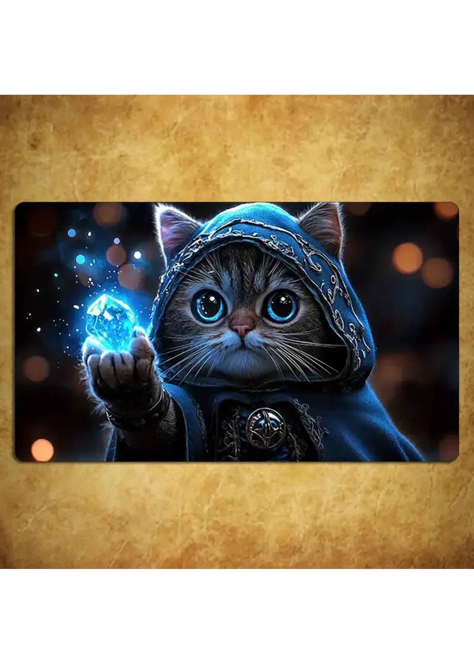 Mouse Pad 14x24 Inch Mystic Cat with Crystal