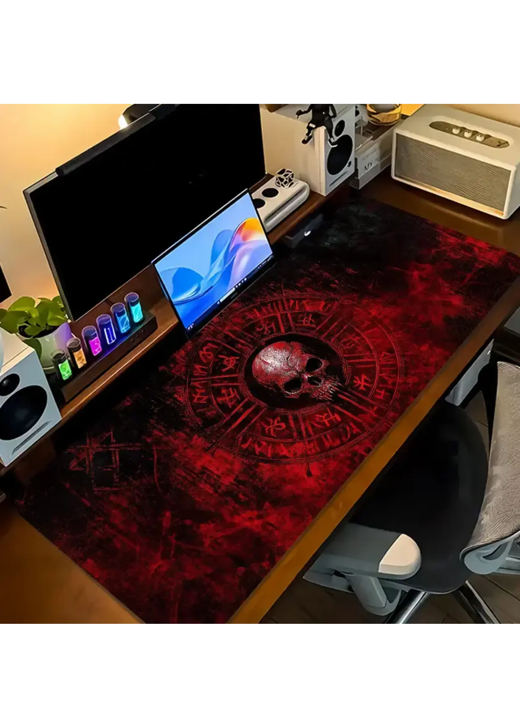 Mouse Pad 23.6x11.8 Inch Dark Runes & Skull