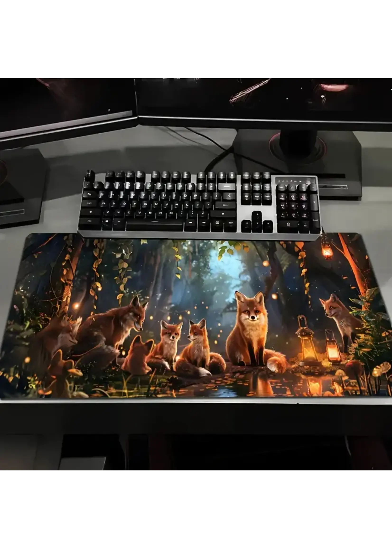 Mouse Pad 12x24 Inch Fox Family