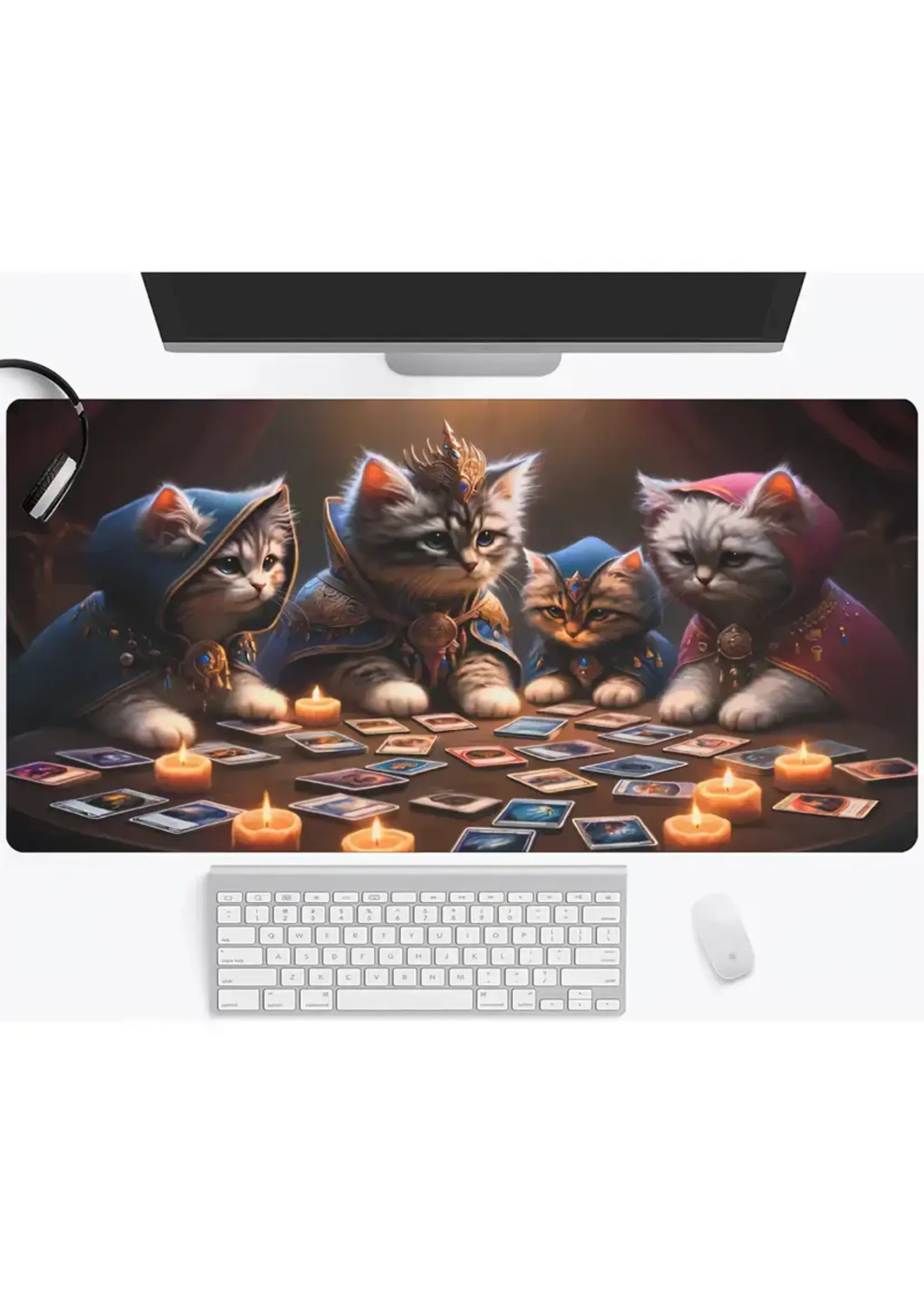 Mouse Pad 12x24 Inch Cats Playing Cards