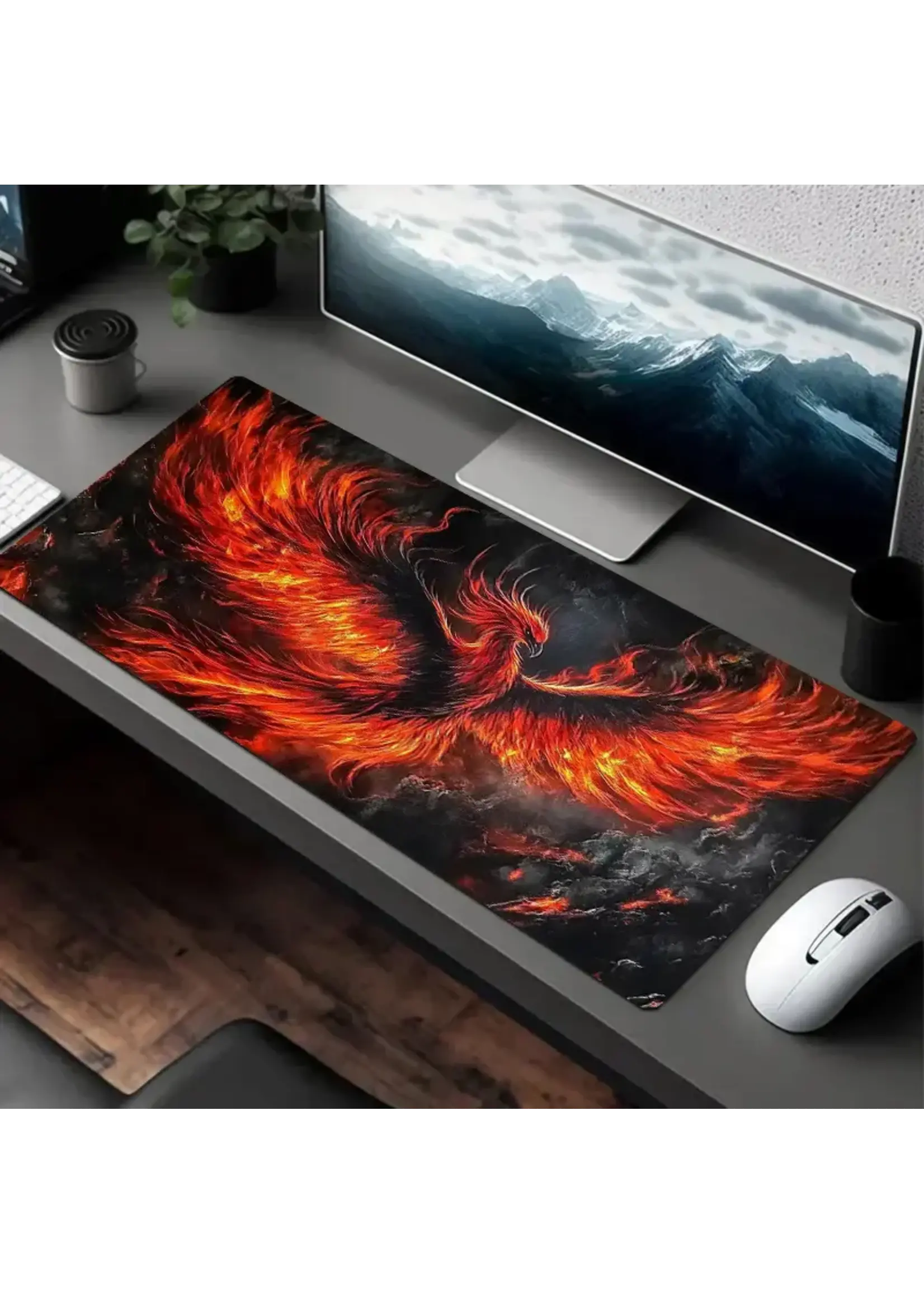 Mouse Pad 12x24 Inch Fire Phoenix