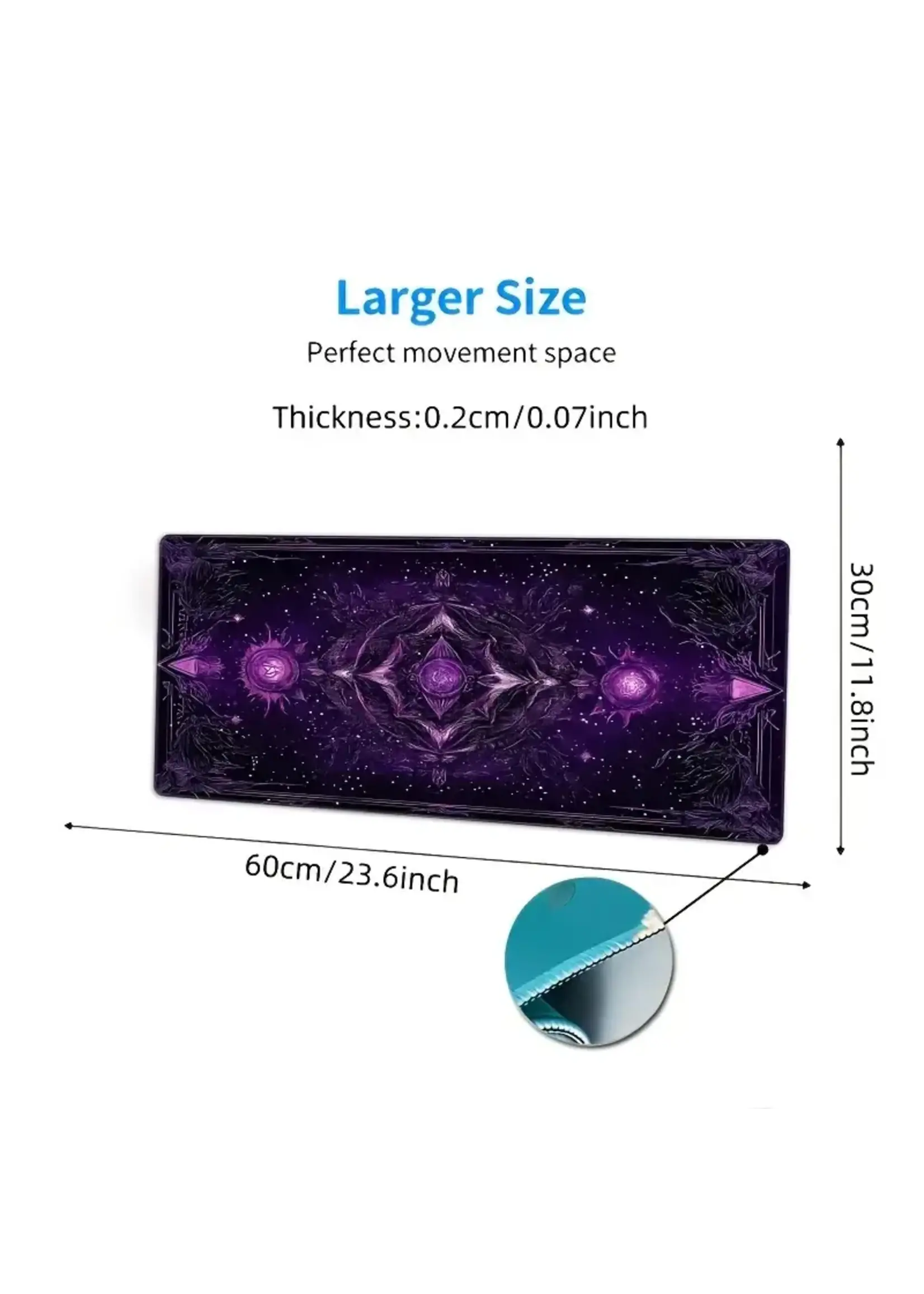 Mouse Pad 23.6x11.8 Inch Purple & Black