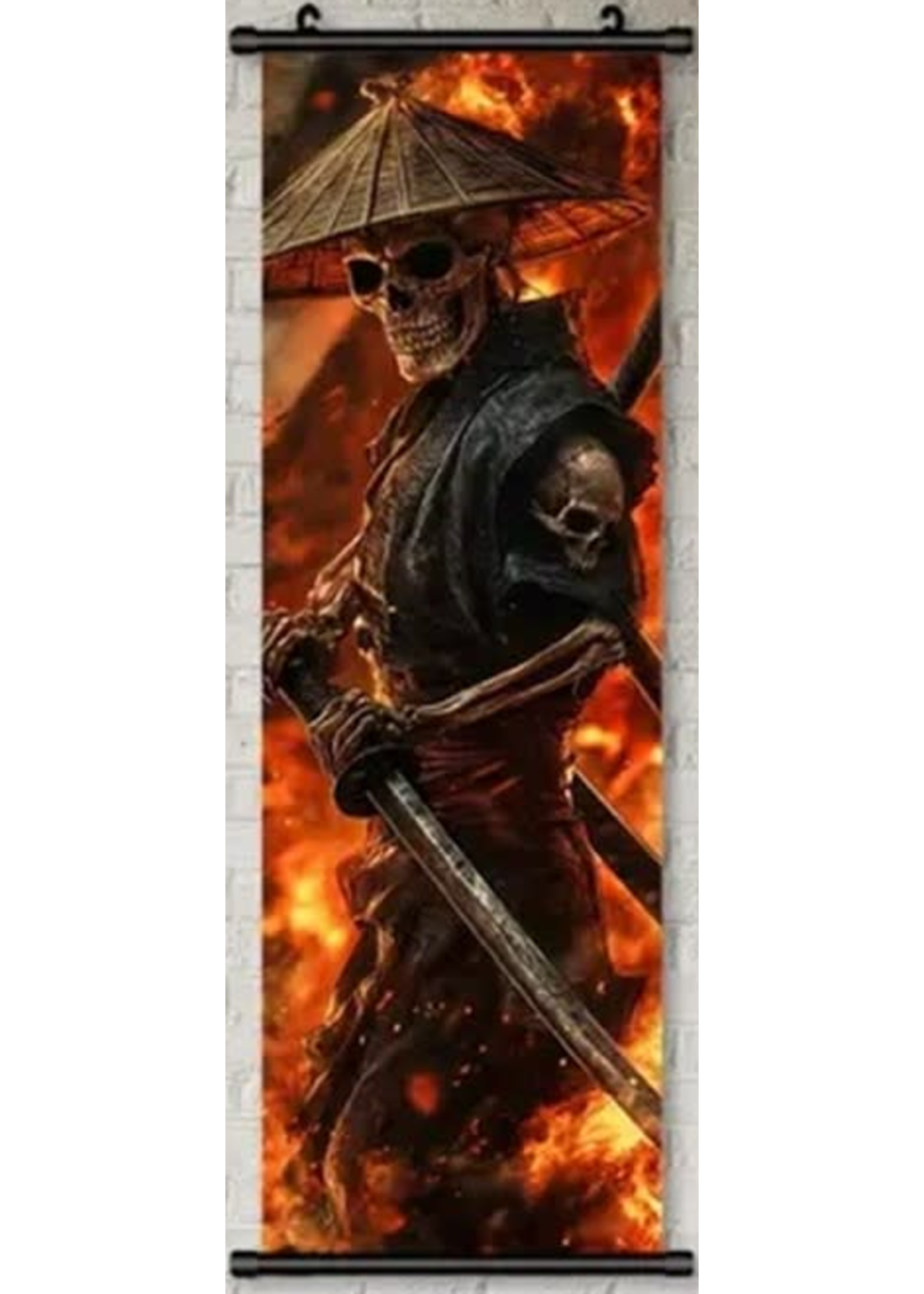 Hanging Wall Banner 15x47 Inch Skeleton Samurai Image 1 of 3