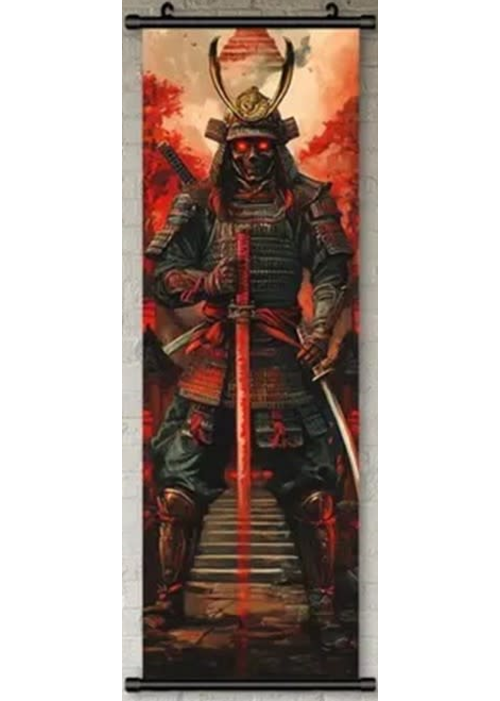 Hanging Wall Banner 15x47 Inch Skeleton Samurai Image 2 of 3