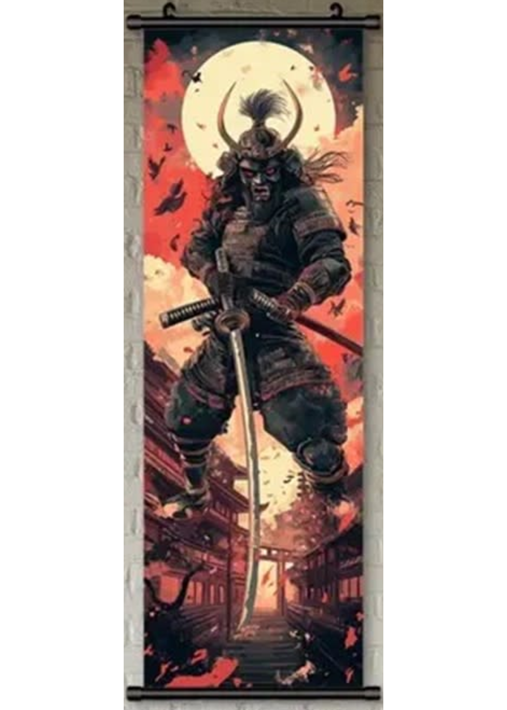Hanging Wall Banner 15x47 Inch Skeleton Samurai Image 3 of 3
