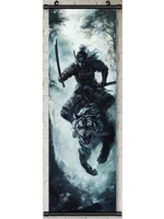 Hanging Wall Banner 15.8x47.2 Inch Japanese Samurai & Tiger Image 1 of 3