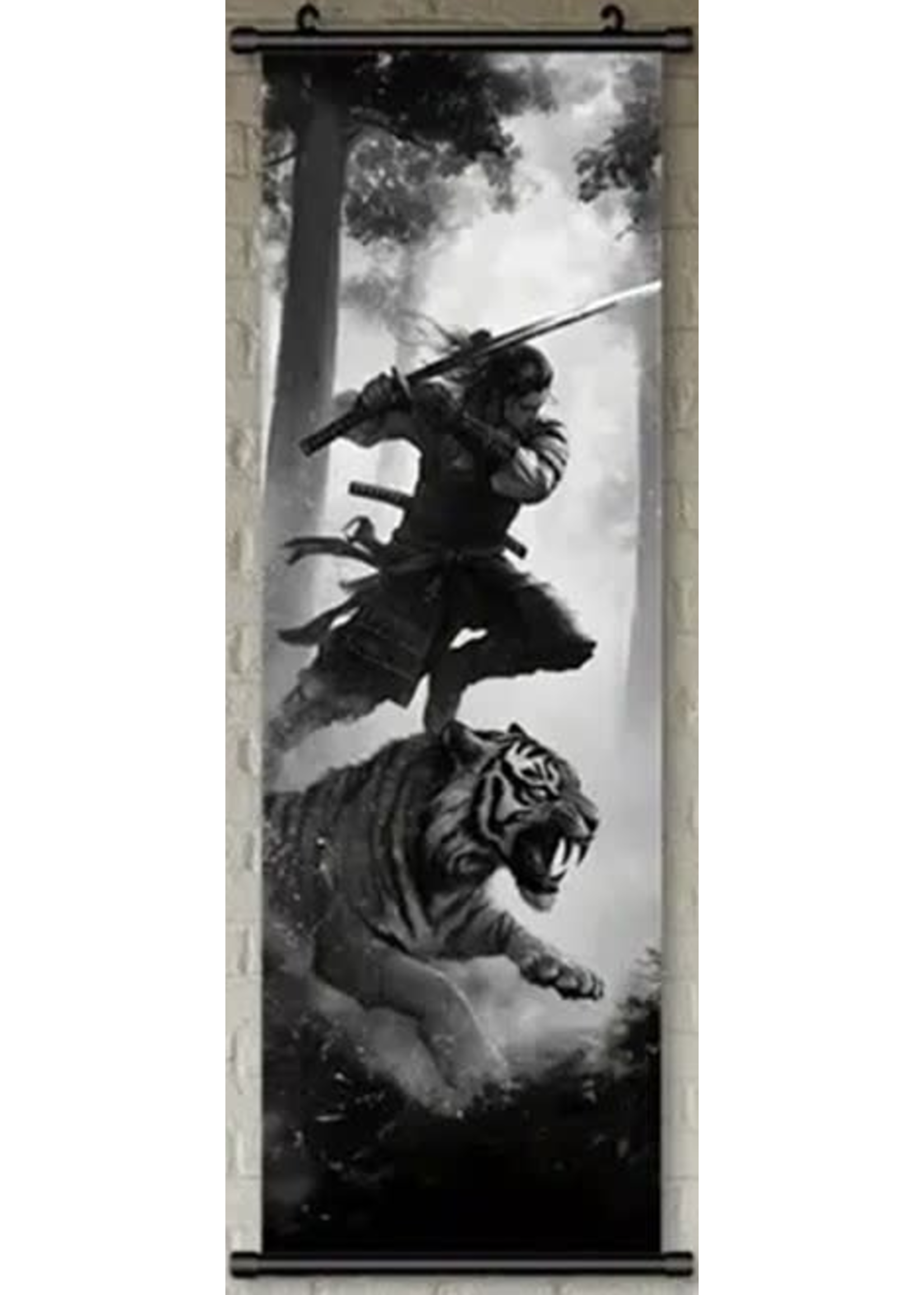 Hanging Wall Banner 15x47 Inch Japanese Samurai & Tiger Image 3 of 3