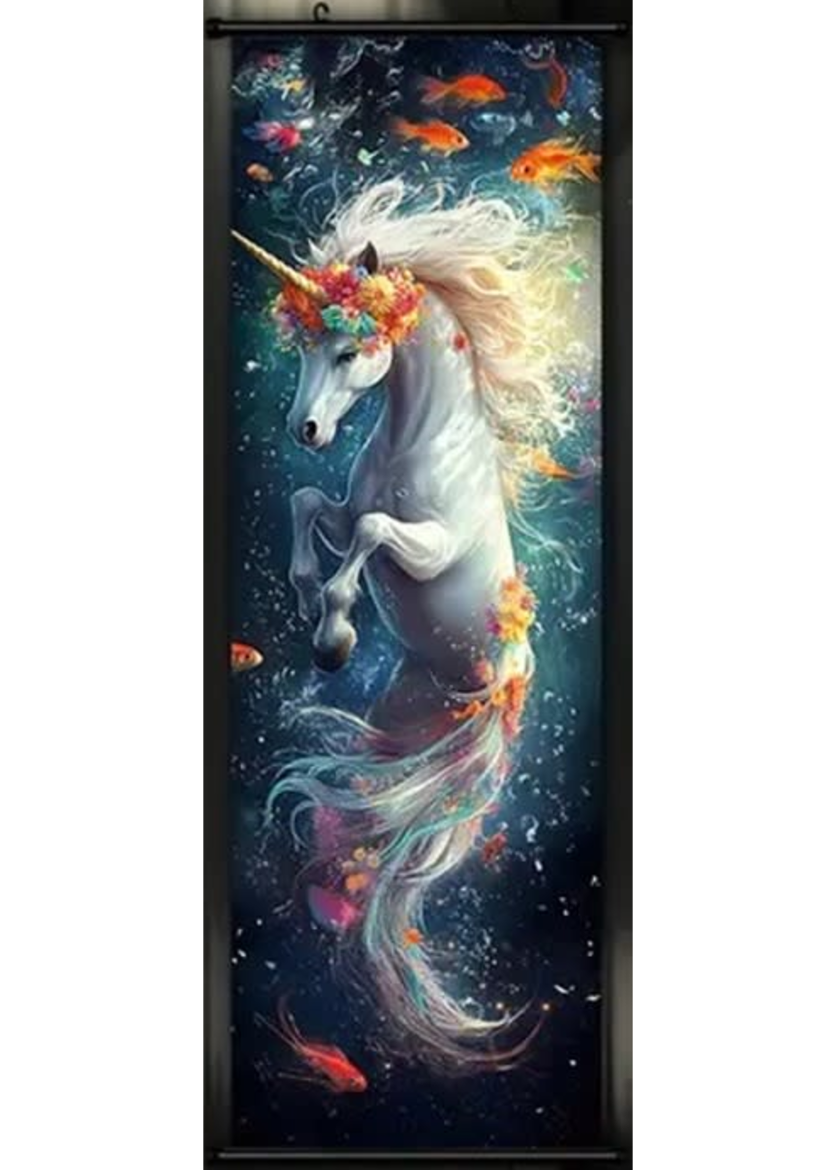 Hanging Wall Banner 15x47 Inch Mysterious Rainbow Unicorn Image 1 of 4