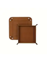 Dice Tray Faux Leather Brown