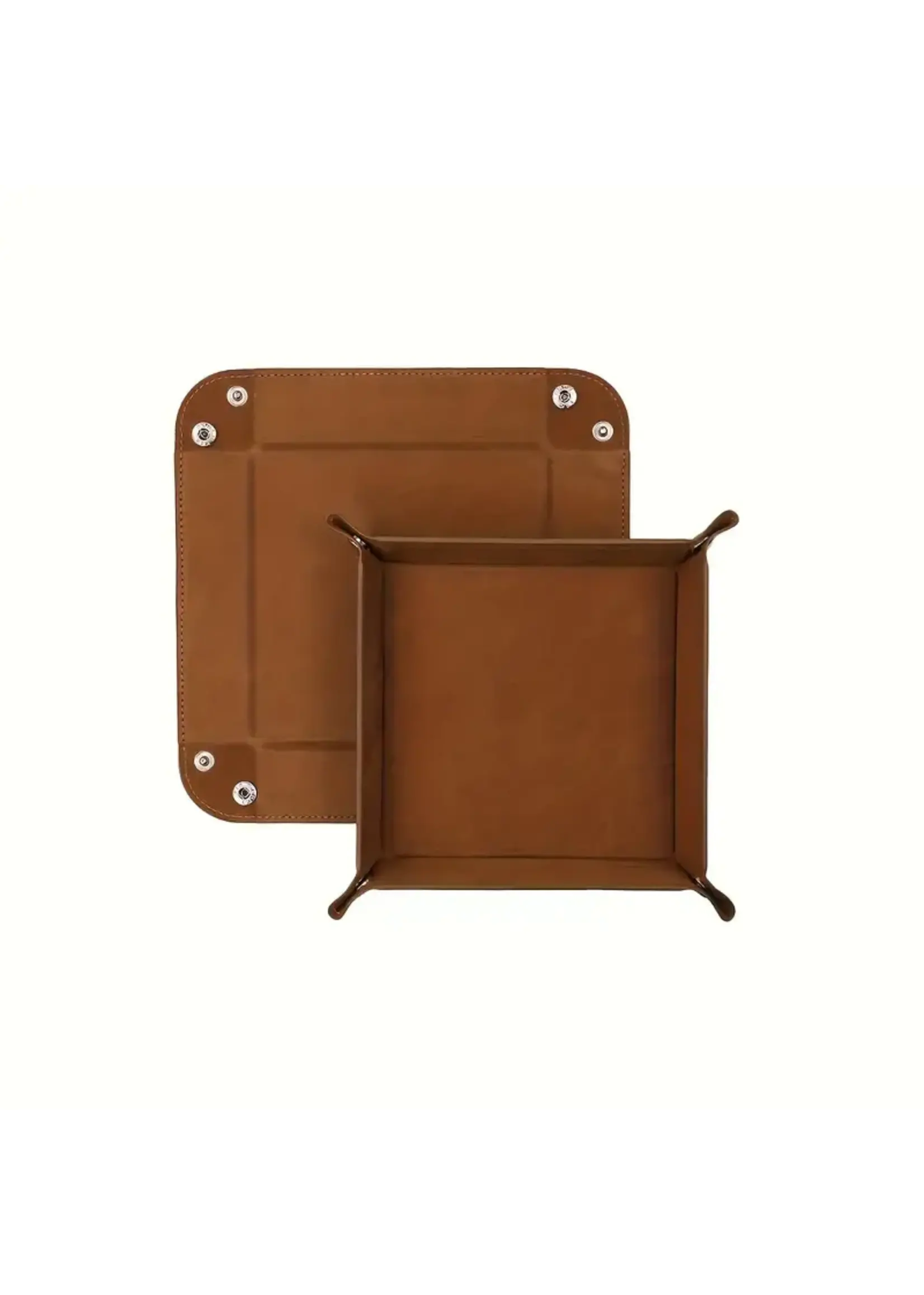 Dice Tray Faux Leather Brown