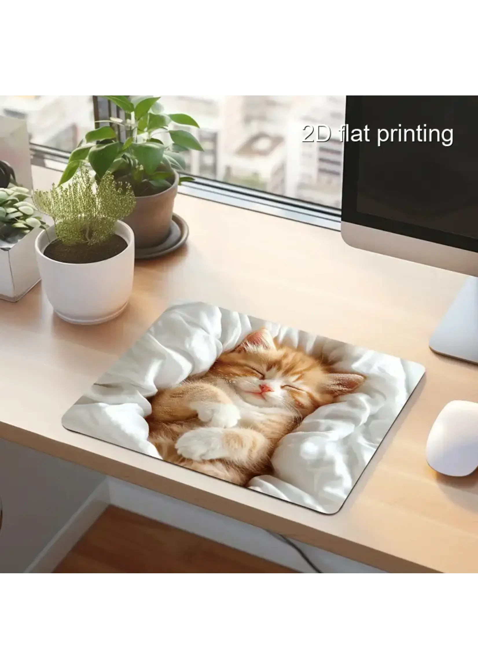 Mouse Pad 8x9 Inch Sleeping Cat