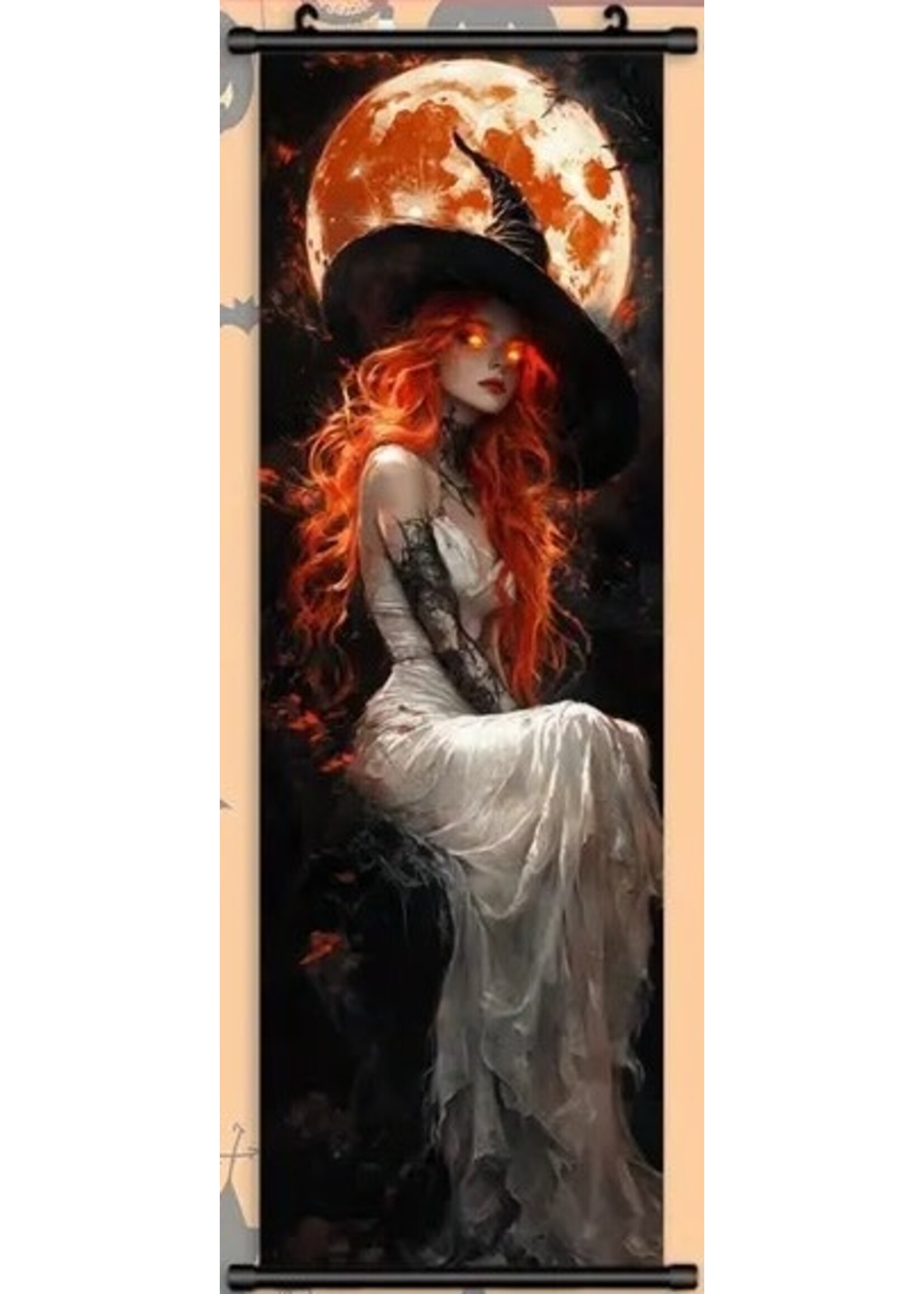 Hanging Wall Banner 15x47 Inch Witch & Moon Image 1