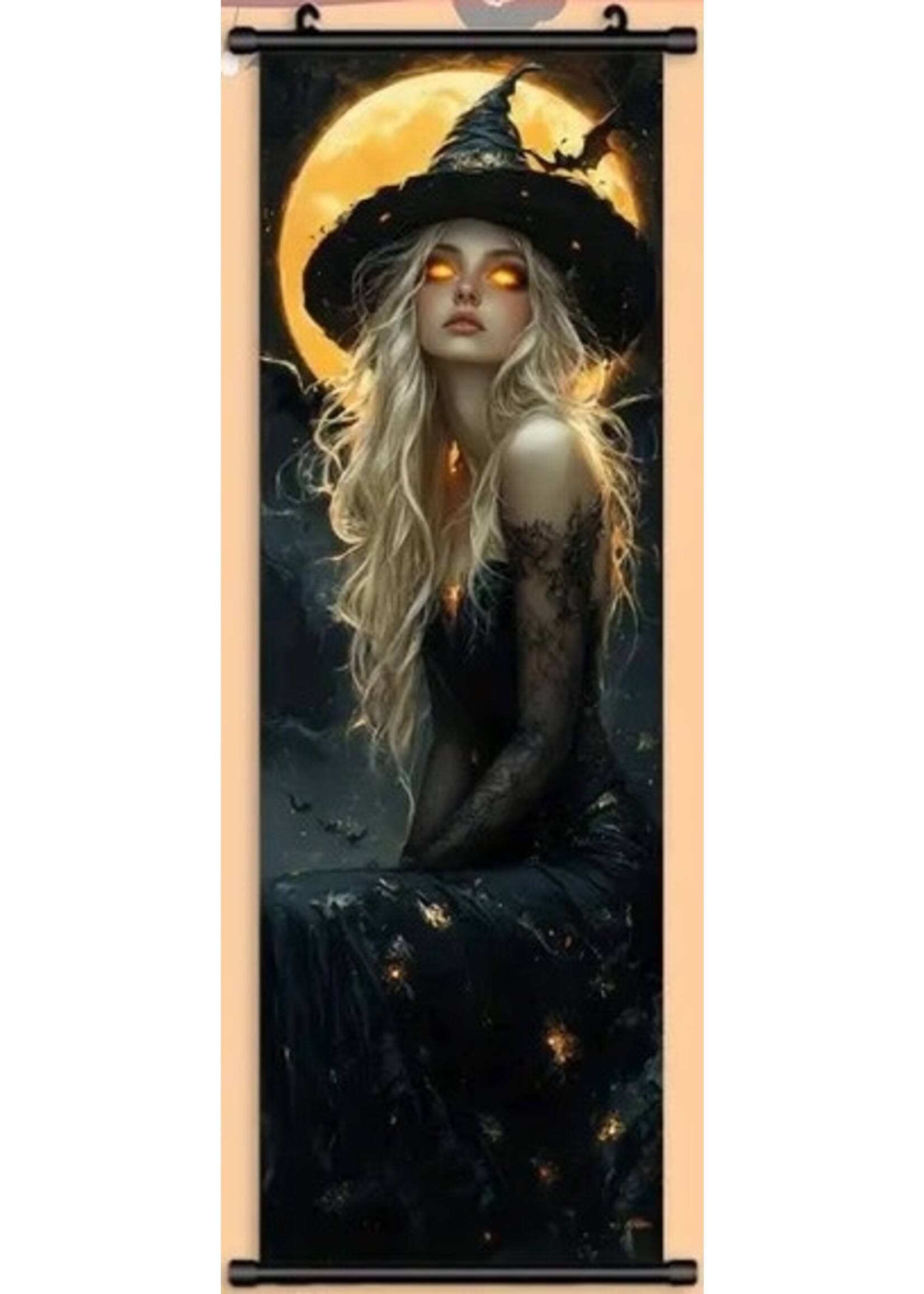 Hanging Wall Banner 15x47 Inch Witch & Moon Image 2