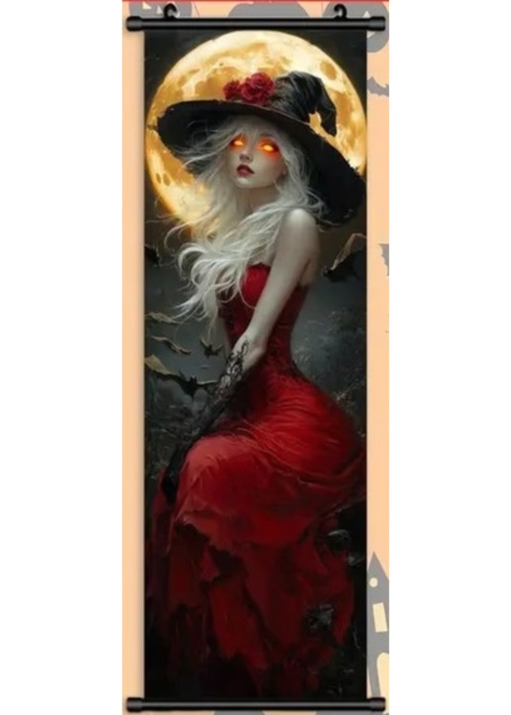Hanging Wall Banner 15x47 Inch Witch & Moon Image 3