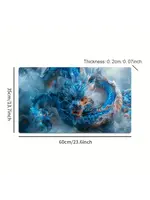 Mouse Pad 14x24 Inch Blue Oriental Dragon
