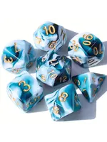 Dice RPG 7pc Sky Blue White Gold